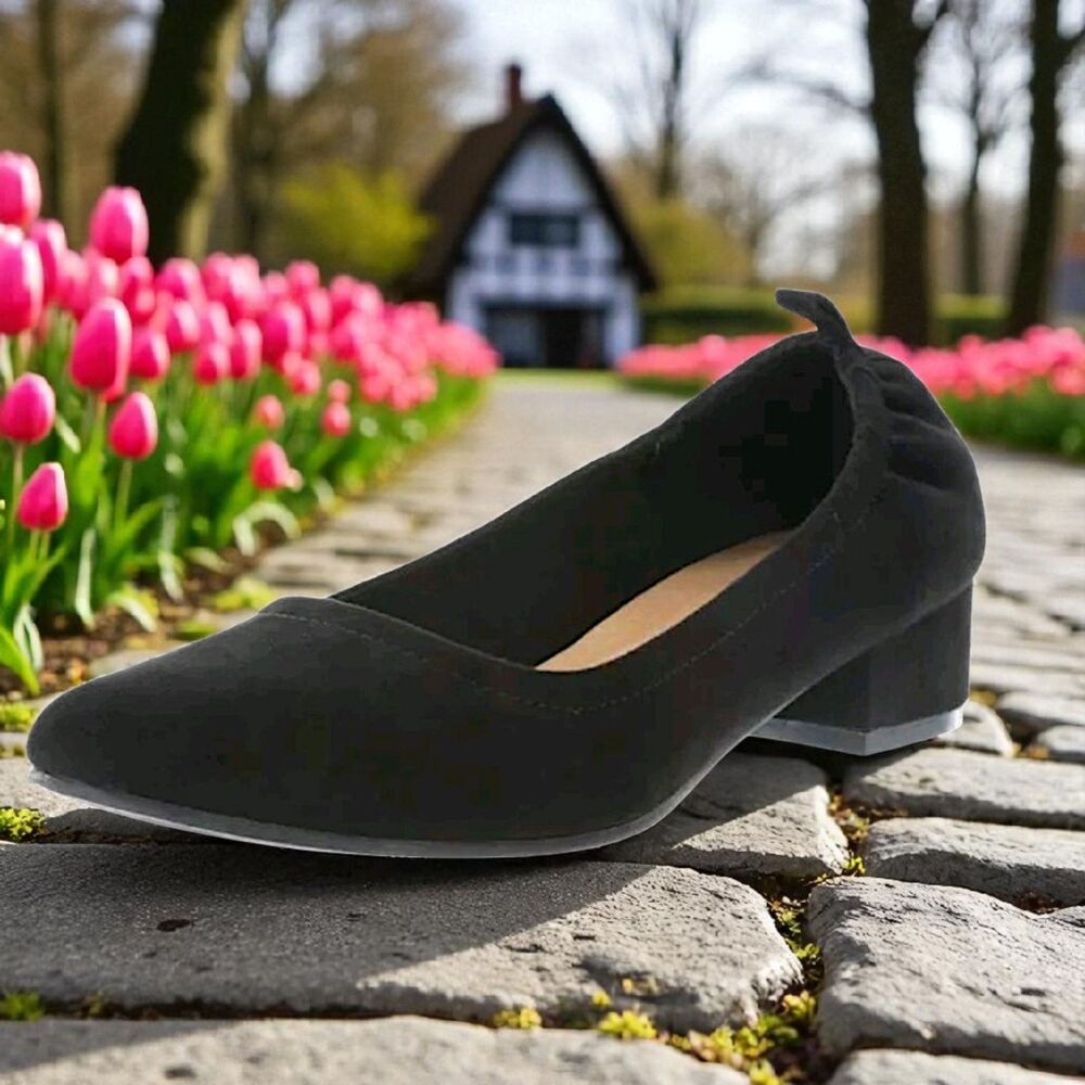 Brash Women's Abby Faux Suede Long Vamp Scrunch Heel Shoes 8.5 BLACK